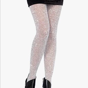 Silver-sparkly tights. Never worn.